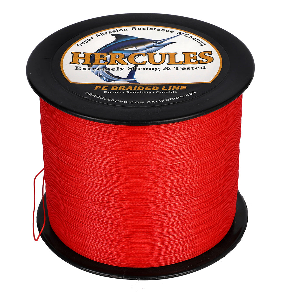 HERCULES Red 12 Strands 10lb-420lb PE Braided Fishing Line 100M-2000M HERCULES