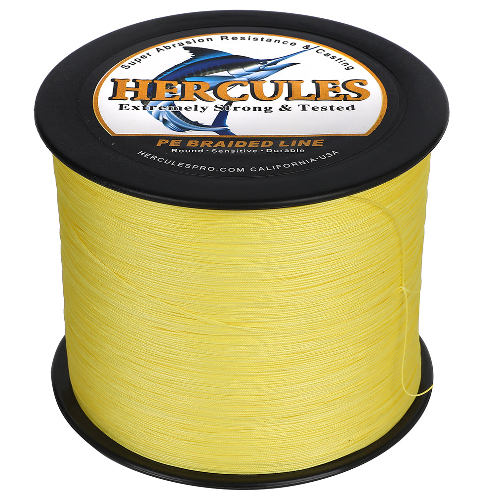 HERCULES Yellow 12 Strands 10lb-420lb PE Braided Fishing Line 100M-2000M HERCULES