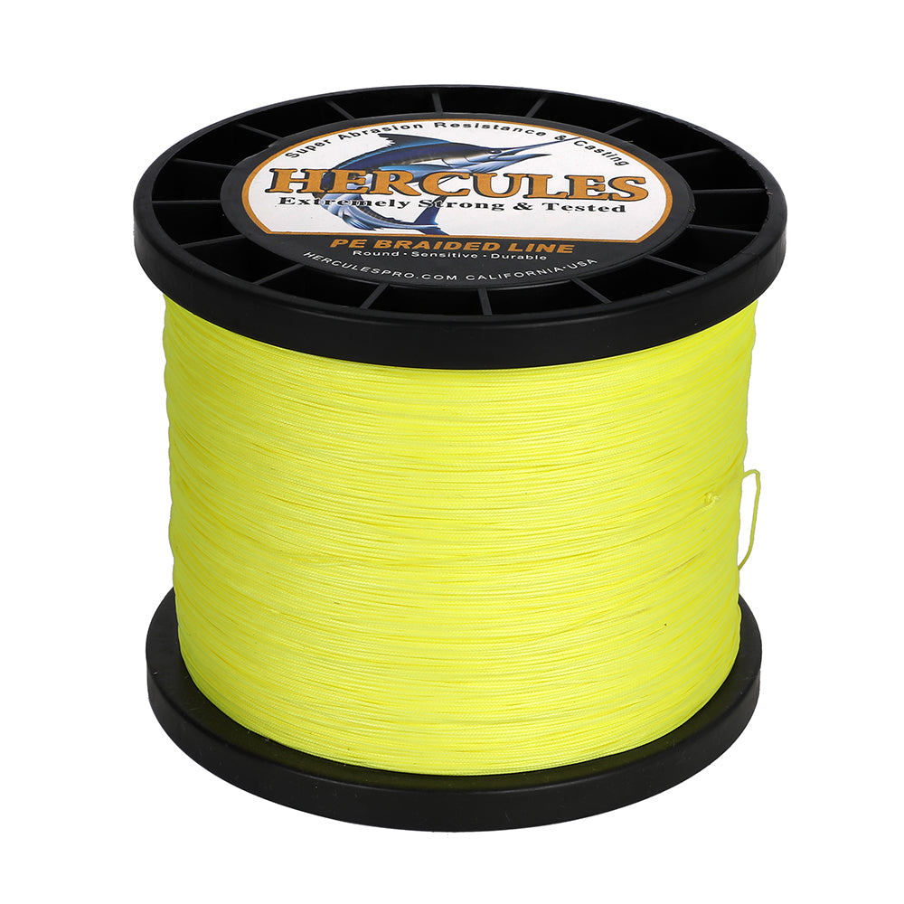 HERCULES Fluorescent Yellow 12 Strands 10lb-420lb PE Braided Fishing Line 100M-2000M HERCULES