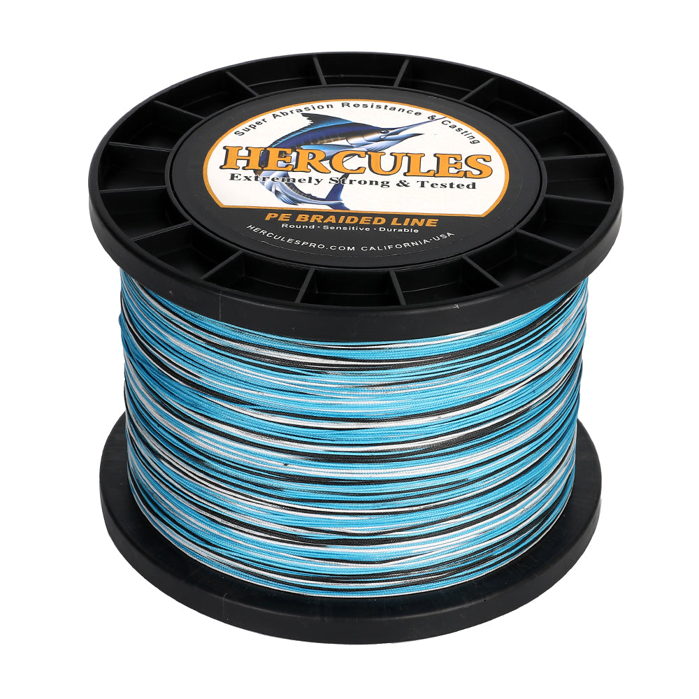 HERCULES Camo Blue 12 Strands 10lb-420lb PE Braided Fishing Line 100M-2000M HERCULES