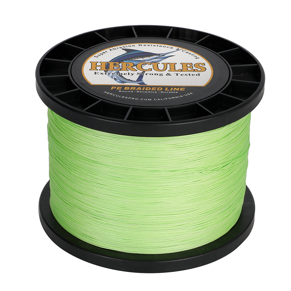 HERCULES Fluorescent Green 12 Strands 10lb-420lb PE Braided Fishing Line 100M-2000M HERCULES