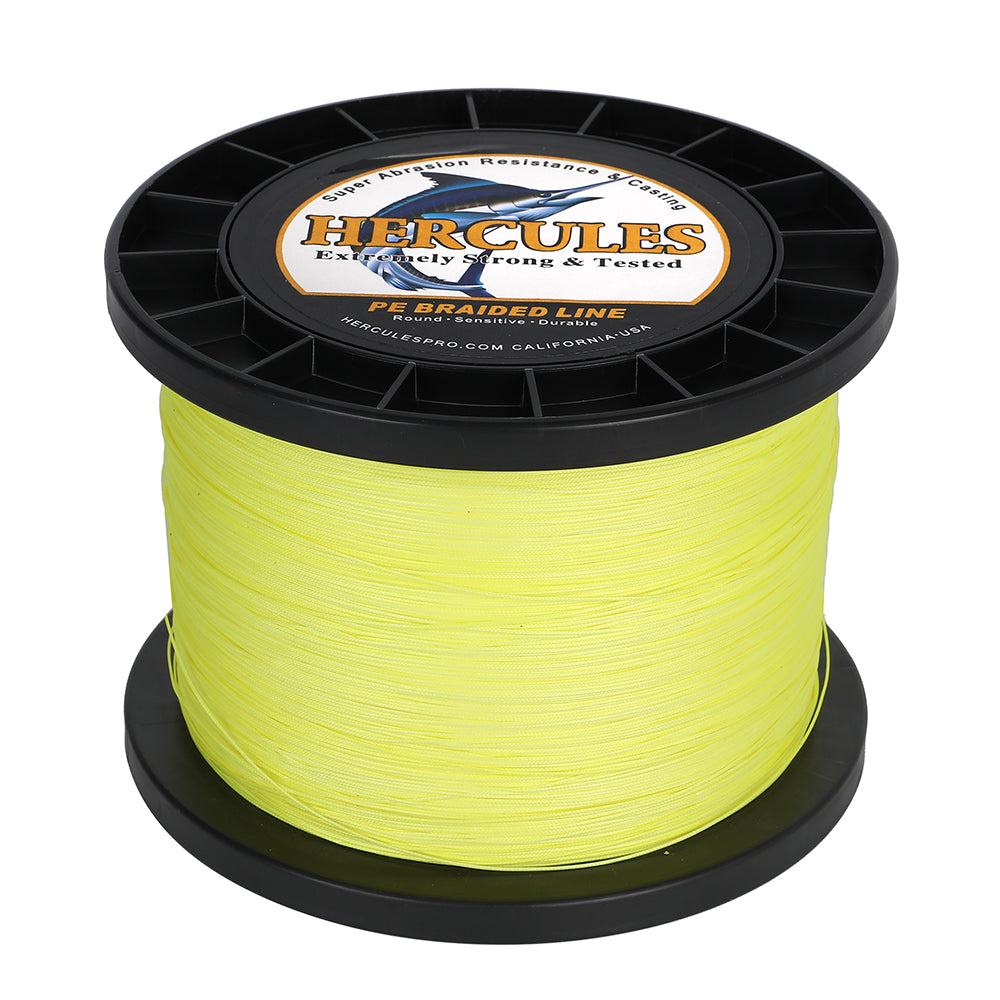 HERCULES Fluorescent Yellow 12 Strands 10lb-420lb PE Braided Fishing Line 100M-2000M HERCULES