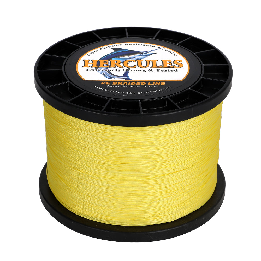 HERCULES Yellow 12 Strands 10lb-420lb PE Braided Fishing Line 100M-2000M HERCULES