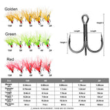 High Carbon Steel Treble Fishing Hooks with Hand-Tied Flash Feather HERCULES