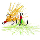 High Carbon Steel Treble Fishing Hooks with Hand-Tied Flash Feather HERCULES