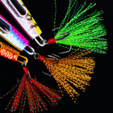 High Carbon Steel Treble Fishing Hooks with Hand-Tied Flash Feather HERCULES
