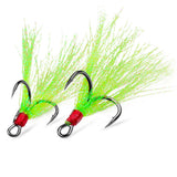 High Carbon Steel Treble Fishing Hooks with Hand-Tied Flash Feather HERCULES