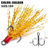High Carbon Steel Treble Fishing Hooks with Hand-Tied Flash Feather HERCULES