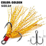 High Carbon Steel Treble Fishing Hooks with Hand-Tied Flash Feather HERCULES