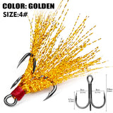 High Carbon Steel Treble Fishing Hooks with Hand-Tied Flash Feather HERCULES