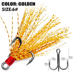 High Carbon Steel Treble Fishing Hooks with Hand-Tied Flash Feather HERCULES