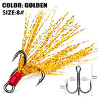 High Carbon Steel Treble Fishing Hooks with Hand-Tied Flash Feather HERCULES