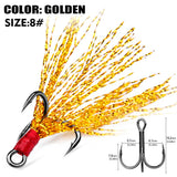 High Carbon Steel Treble Fishing Hooks with Hand-Tied Flash Feather HERCULES