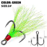 High Carbon Steel Treble Fishing Hooks with Hand-Tied Flash Feather HERCULES