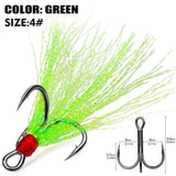 High Carbon Steel Treble Fishing Hooks with Hand-Tied Flash Feather HERCULES