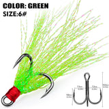 High Carbon Steel Treble Fishing Hooks with Hand-Tied Flash Feather HERCULES