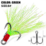 High Carbon Steel Treble Fishing Hooks with Hand-Tied Flash Feather HERCULES