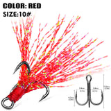 High Carbon Steel Treble Fishing Hooks with Hand-Tied Flash Feather HERCULES