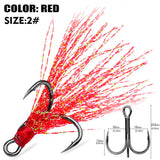 High Carbon Steel Treble Fishing Hooks with Hand-Tied Flash Feather HERCULES