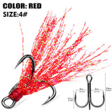 High Carbon Steel Treble Fishing Hooks with Hand-Tied Flash Feather HERCULES