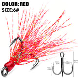 High Carbon Steel Treble Fishing Hooks with Hand-Tied Flash Feather HERCULES