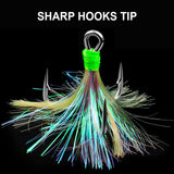 Treble Fishing Hooks with Flash Sharp Hook Barbs HERCULES Fishing Tackle