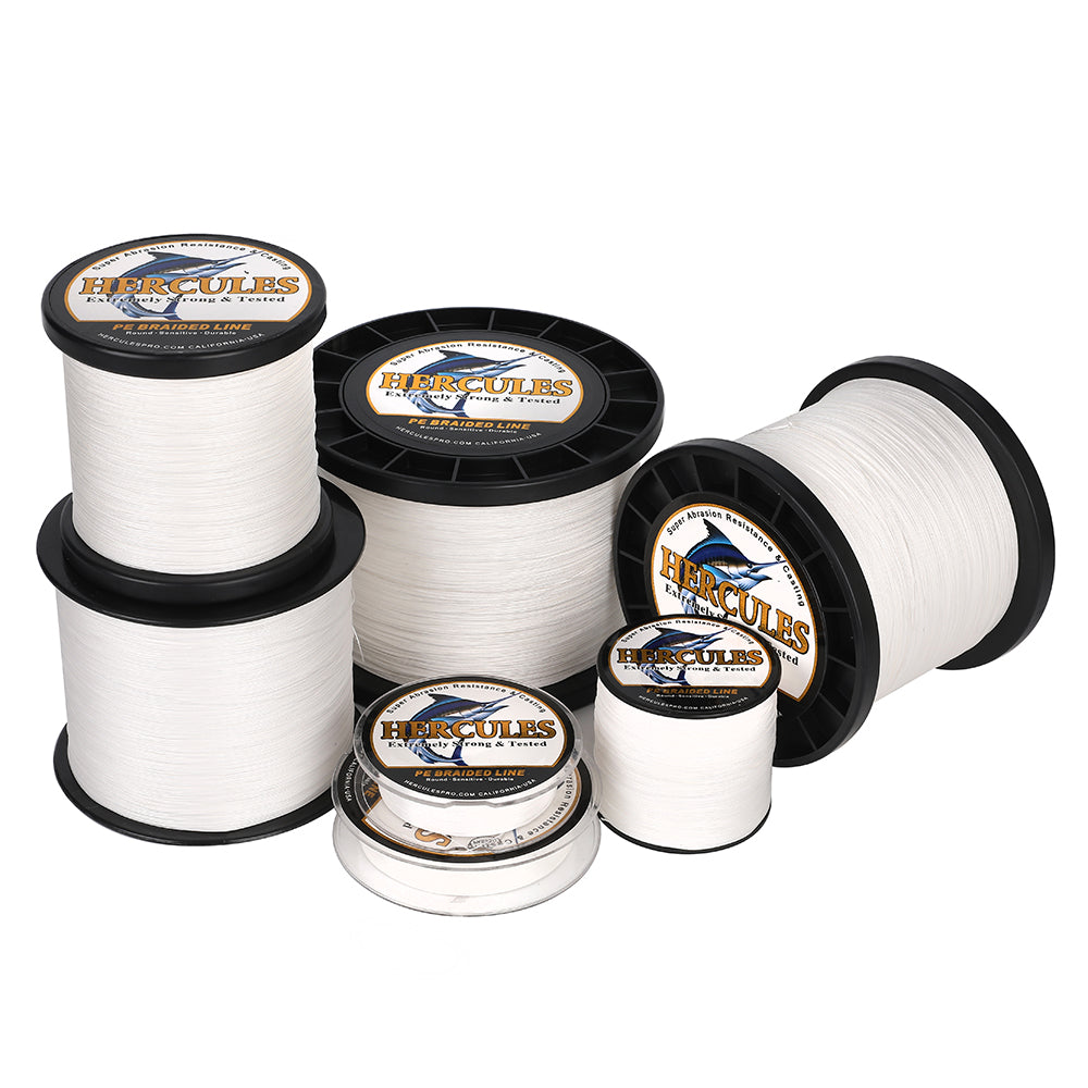 HERCULES White 12 Strands 10lb-420lb PE Braided Fishing Line 100M-2000M HERCULES