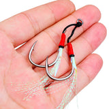 Saltwater Assist Hooks with Fish Skin & Flash Tinsel Twin Rig Fishing Hooks