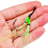 Saltwater Assist Hooks with Fish Skin & Flash Tinsel Twin Rig HERCULES