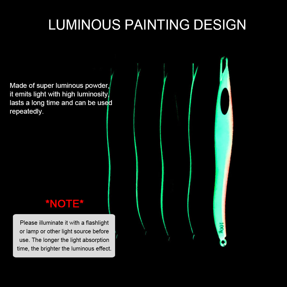 HERCULES Metal Lure Bait Fluorescent Lure S-shaped Slim Lure Pack of 5 HERCULES
