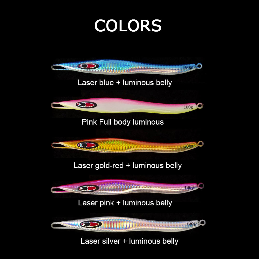 HERCULES Metal Lure Bait Fluorescent Lure S-shaped Slim Lure Pack of 5 HERCULES