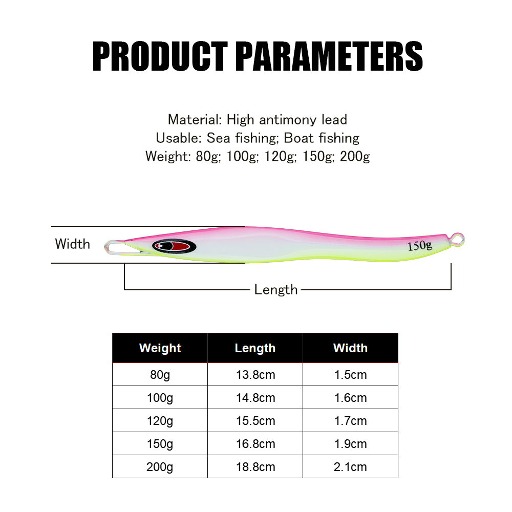 HERCULES Metal Lure Bait Fluorescent Lure S-shaped Slim Lure Pack of 5 HERCULES