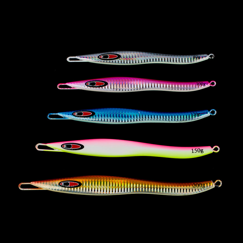 HERCULES Metal Lure Bait Fluorescent Lure S-shaped Slim Lure Pack of 5 HERCULES