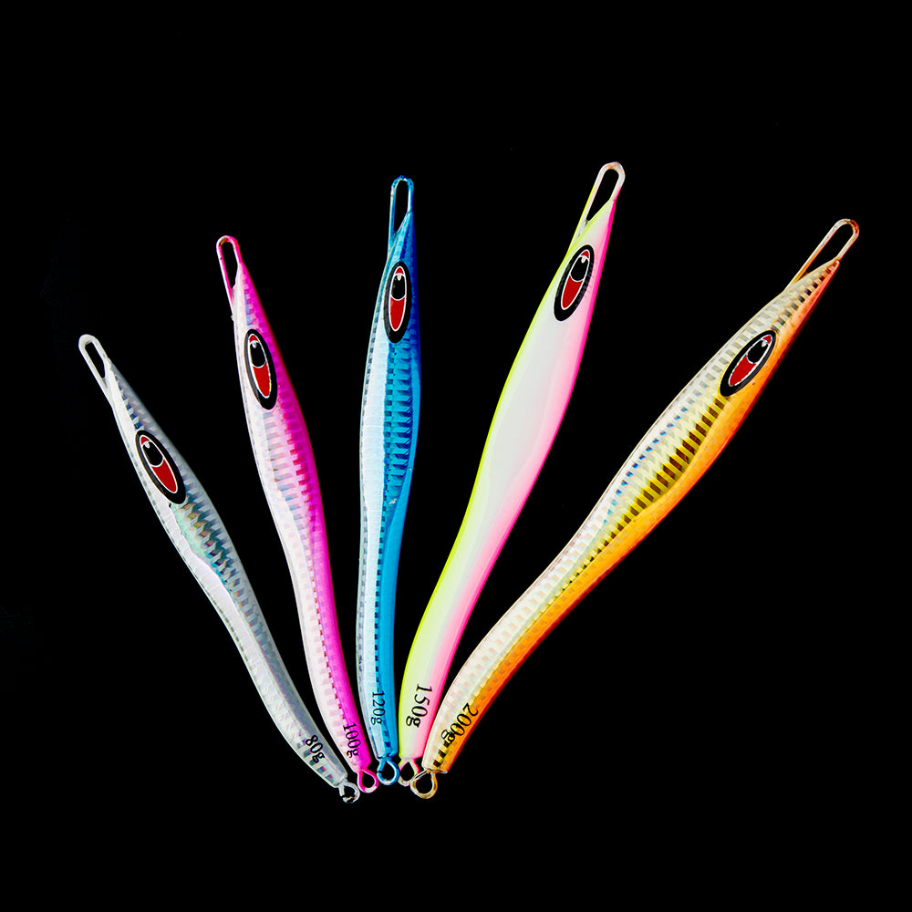 HERCULES Metal Lure Bait Fluorescent Lure S-shaped Slim Lure Pack of 5 HERCULES