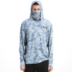 HERCULES with Neck Gaiter Men's Fishing Hoodie Sun Protection Long Sleeve Fishing Shirt Upf 50+ HERCULES
