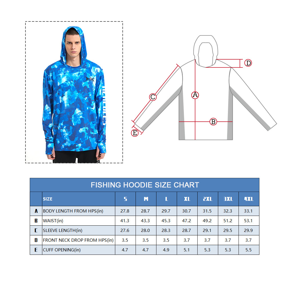 HERCULES Men's Gaiter Fishing Hoodie Sun Protection Long Sleeve Fishing Shirt Upf 50+ HERCULES