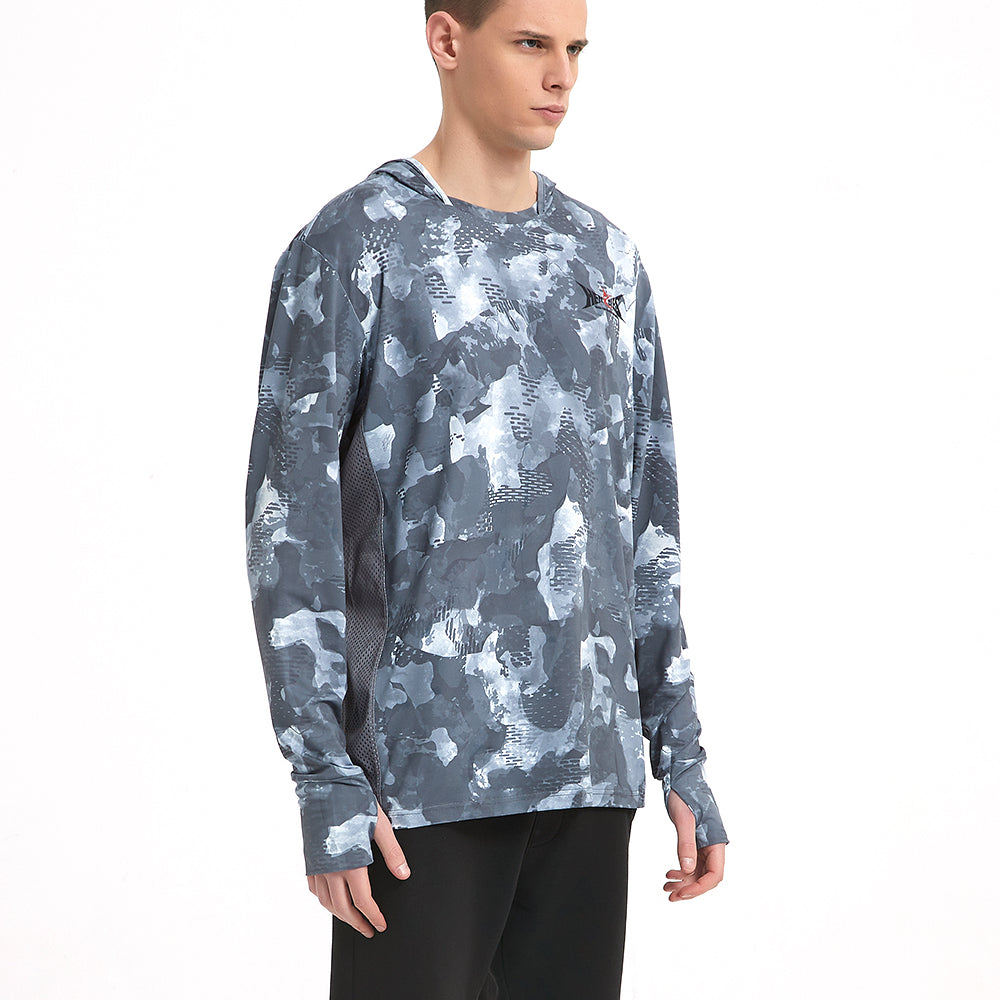 HERCULES Men's Gaiter Fishing Hoodie Sun Protection Long Sleeve Fishing Shirt Upf 50+ HERCULES