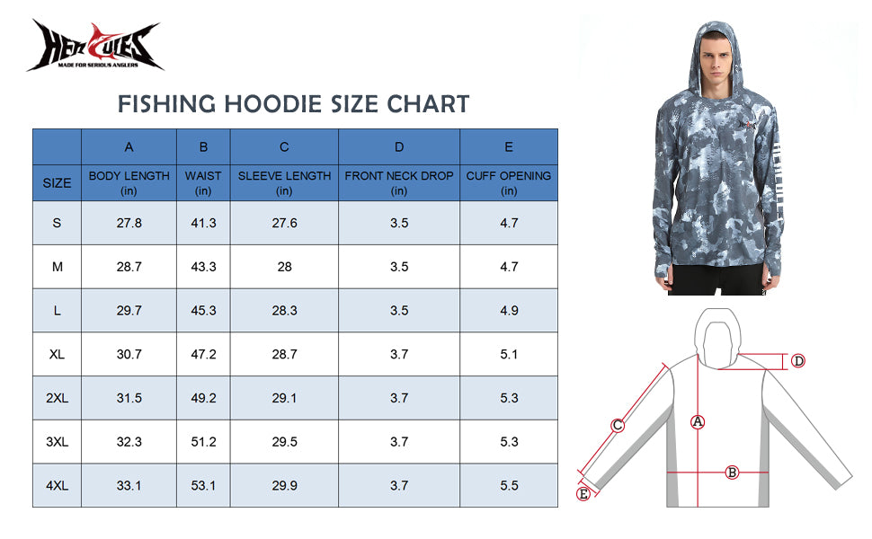 HERCULES Men's Gaiter Fishing Hoodie Sun Protection Long Sleeve Fishing Shirt Upf 50+ HERCULES