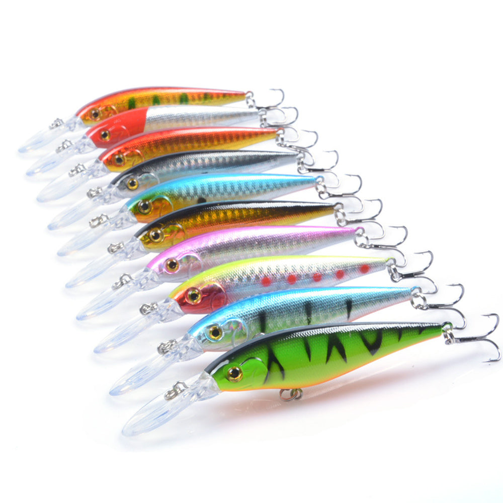 Fishing Lure for Bass, Shallow Diving Crankbait Bass Trout Fishing Lure  Swimbait Wobble Hard Baits (Pack of 10)