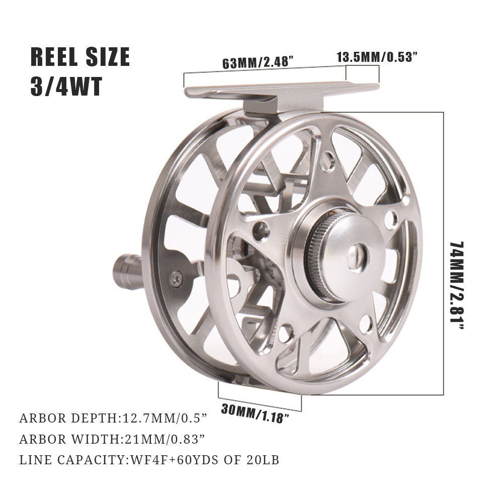 Dcenta Full Metal Fly Fishing Reel Aluminum Alloy Body Reel with CNC  Machined 3/4 5/6 7/8 Fishing Fly Reel 