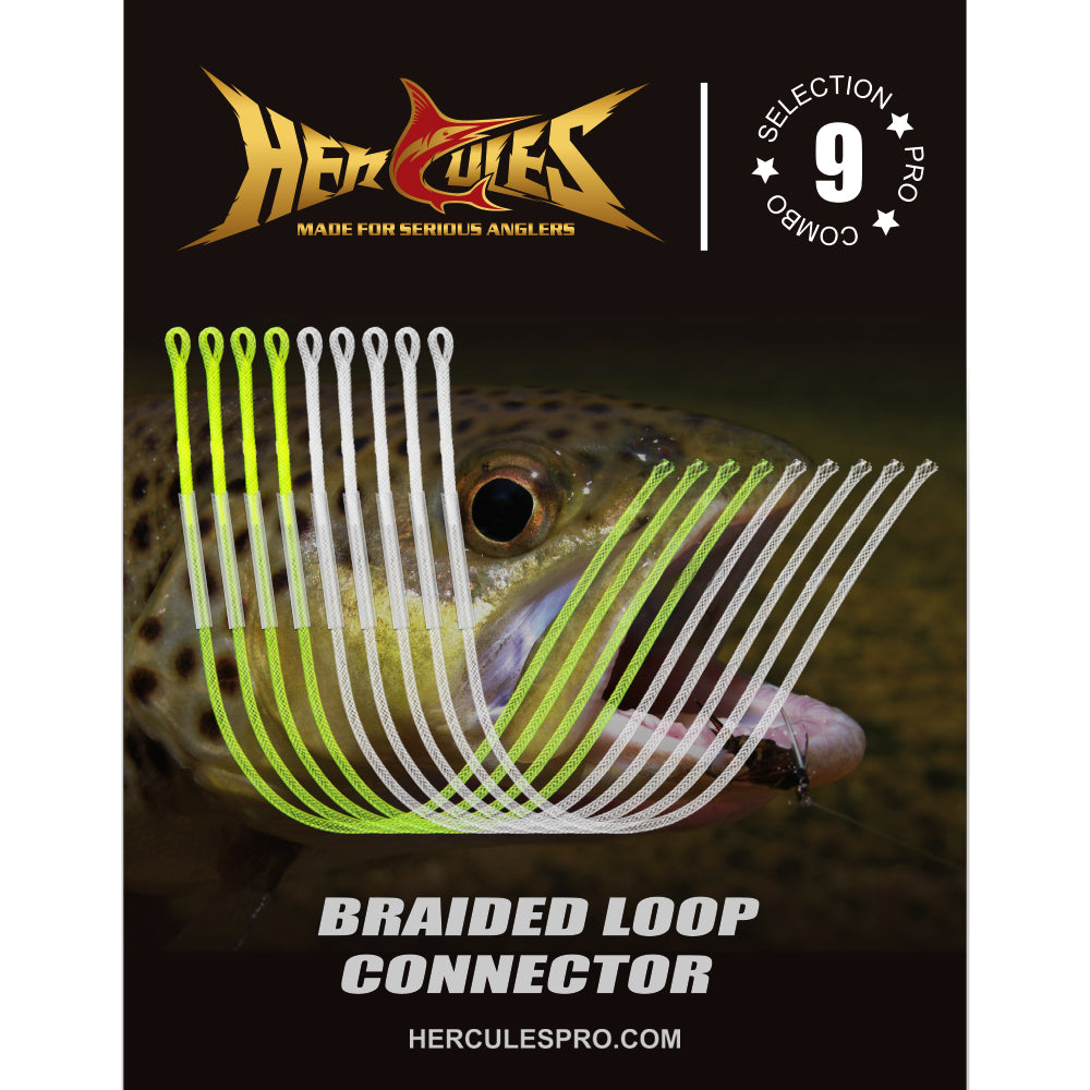 HERCULES Fly Fishing Leader Connector for Fly line Pack of 9 HERCULES