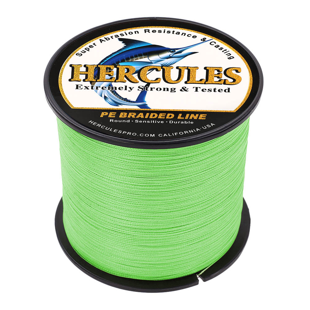 1000M 1094Yds Fluorescent Green 6lb-100lb HERCULES PE Braided Fishing Line 4 Strands HERCULES