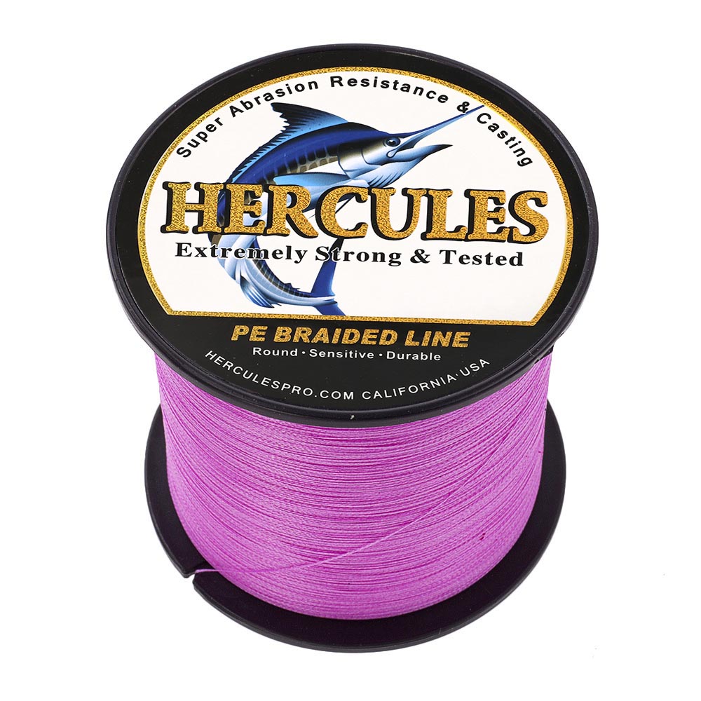 1000M 1094Yds Pink 6lb-100lb HERCULES PE Braided Fishing Line 4 Strands HERCULES