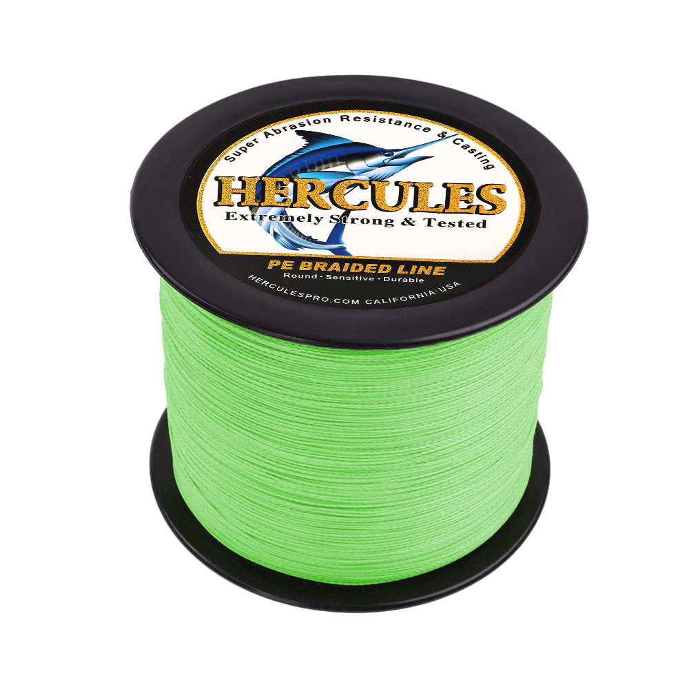 1000M 1094Yds Fluorescent Green 6lb-100lb HERCULES PE Braided Fishing Line 4 Strands HERCULES