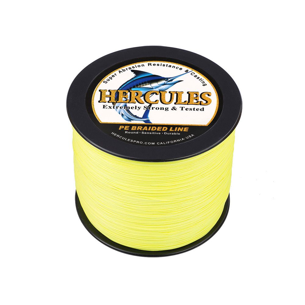 1000M 1094Yds Fluorescent Yellow 10lb-300lb 8 Strands HERCULES PE Dynamee Braided Fishing Line HERCULES