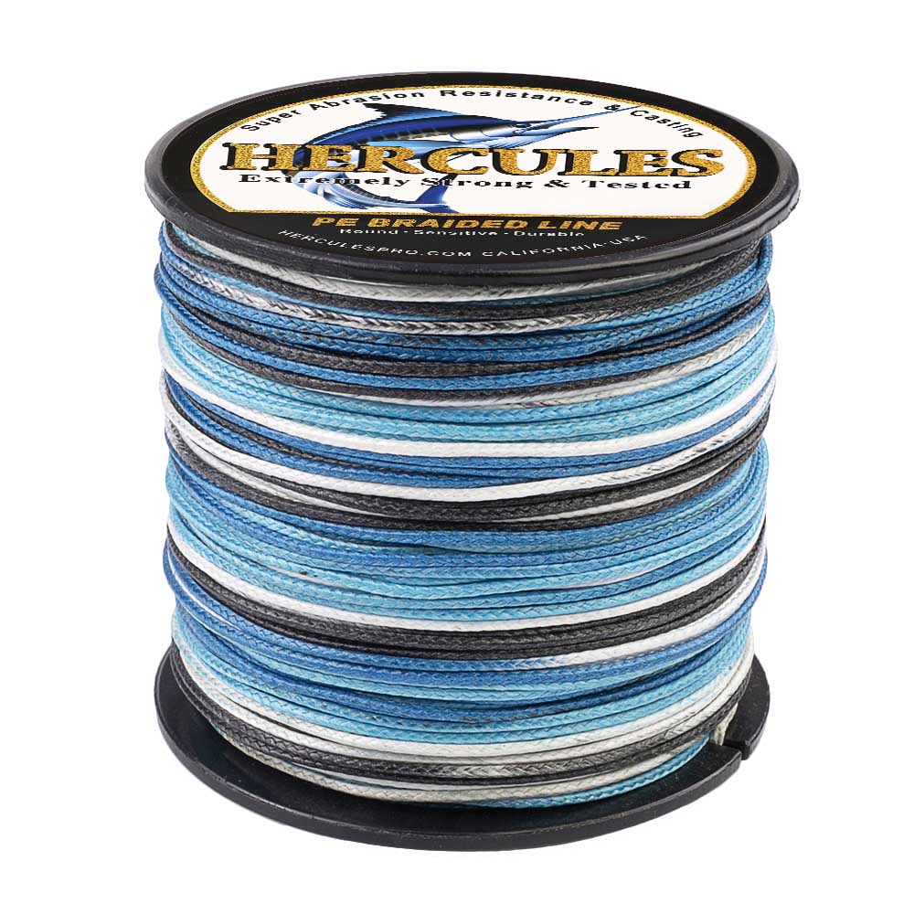 HERCULES 8 Strands 100M 109Yds Blue Camo 10lbs-300lbs PE Dyneema Braided Fishing Line Blue Camo Braid Line HERCULES