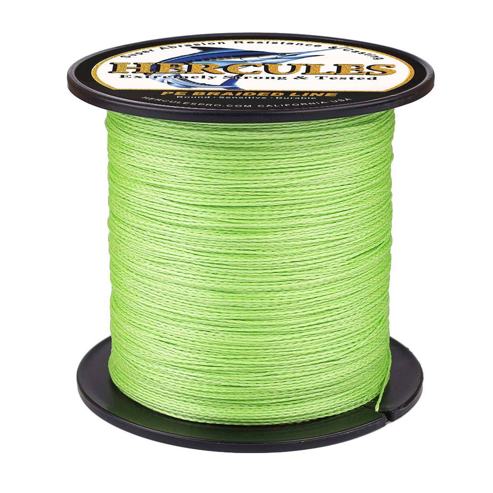 100M 109Yds Fluorescent Green 6lb-100lb HERCULES PE Braid Fishing Line 4 Strands HERCULES