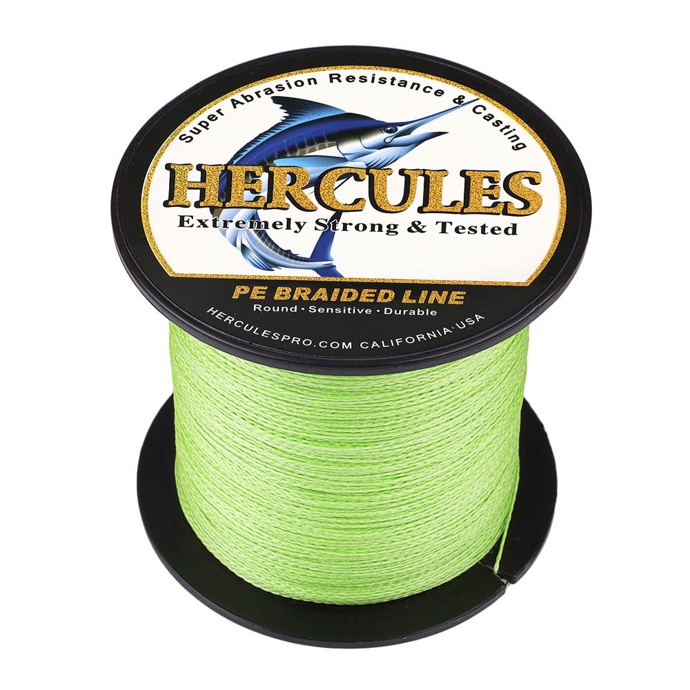 100M 109Yds Fluorescent Green 6lb-100lb HERCULES PE Braid Fishing Line 4 Strands HERCULES