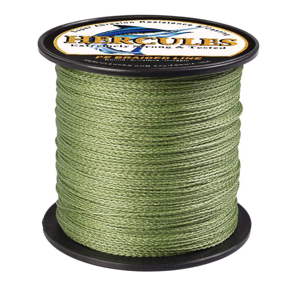 100M 109Yds Army Green 6lb-100lb HERCULES PE Braided Fishing Line 4 Strands HERCULES