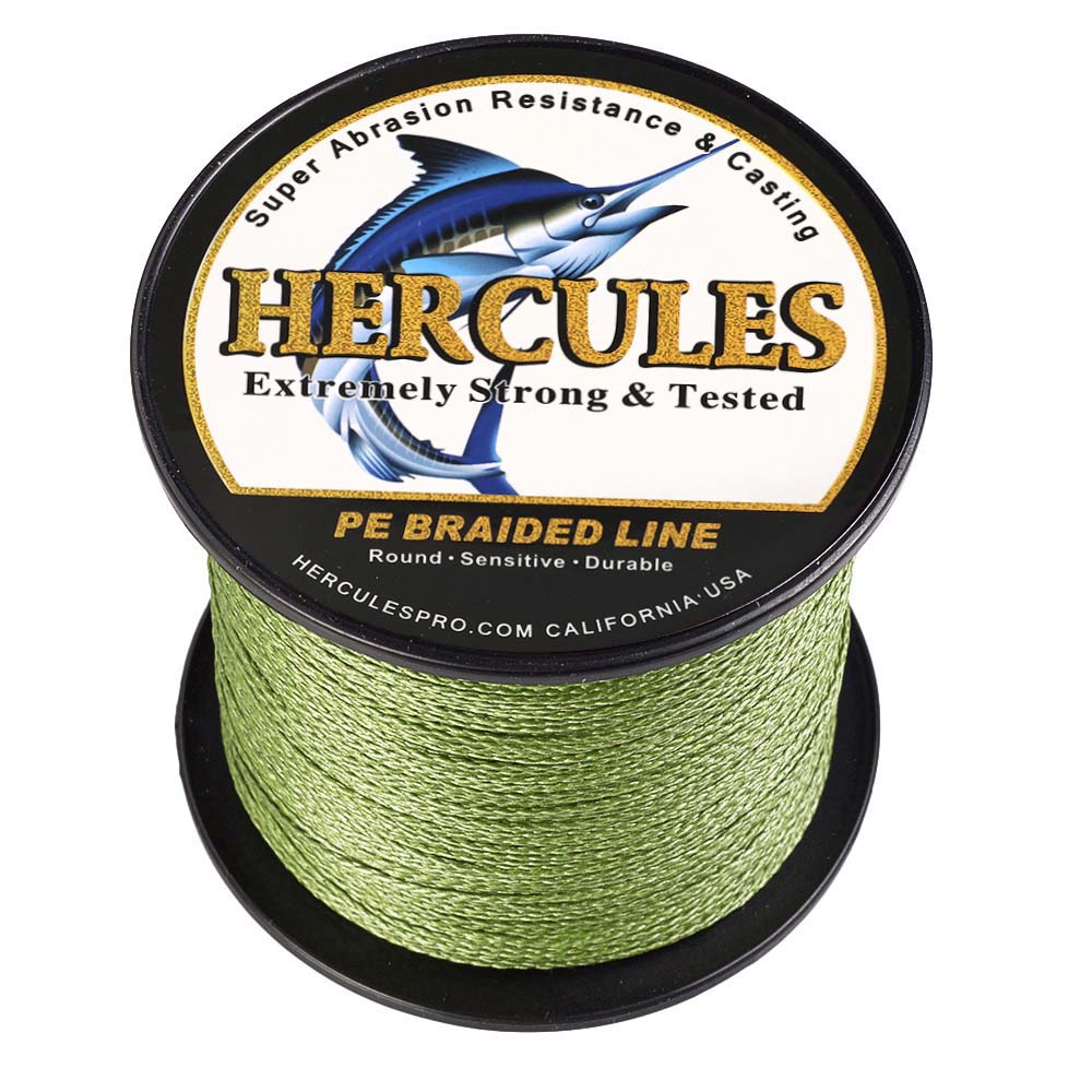 100M 109Yds Army Green 6lb-100lb HERCULES PE Braided Fishing Line 4 Strands HERCULES